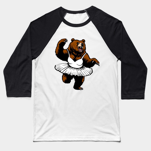 Bear dancing fiercely Baseball T-Shirt by Linys